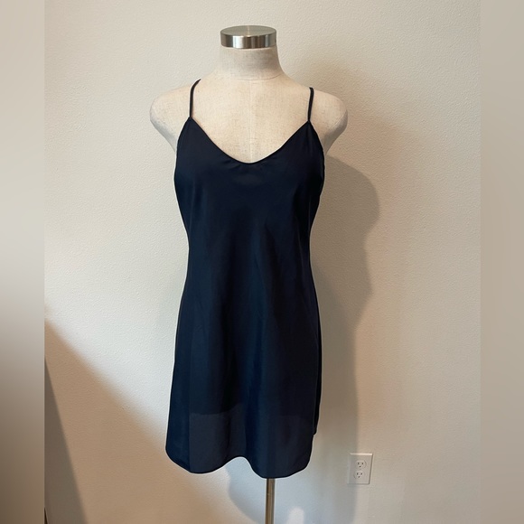 JCrew Navy Shift Dress | Size 4 | Laser cut Eyelet Dress w/ Slip - Picture 9 of 10